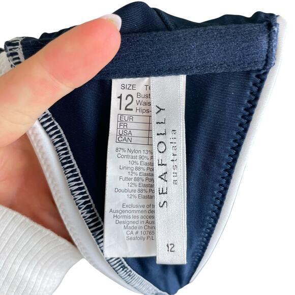 Anthropologie Seafolly NWOT Kenna Navy High Neck 2 Piece Bikini Set Swimsuit - Picture 13 of 15